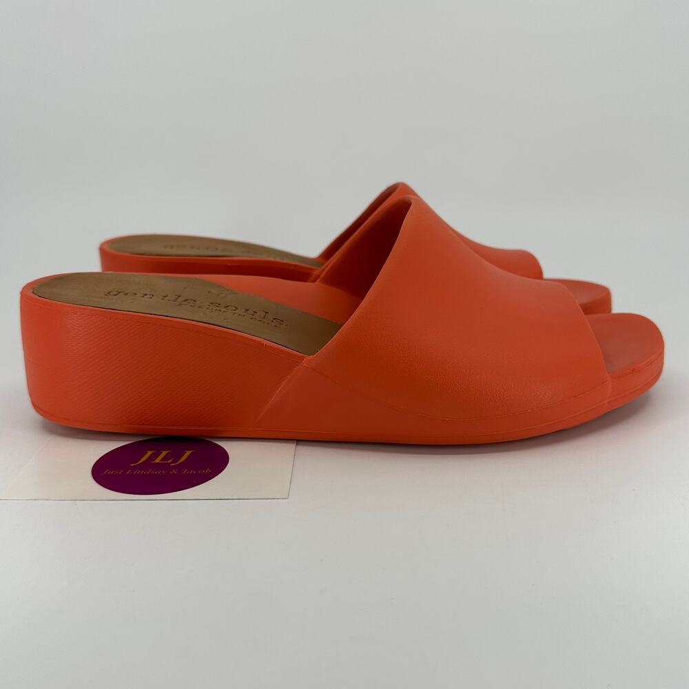 Gentle Souls by Kenneth Cole Women's Gisele Orange Wedge Slide Sandals Size 8